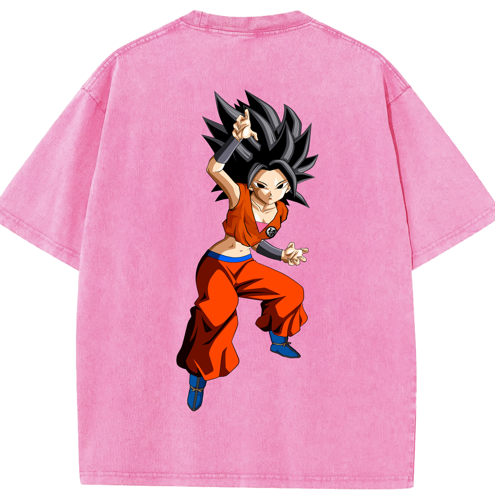 （画像用） ドラゴンボール カリフラ DRAGON BALL Caulifla 綿100% ヴィンテージ風 半袖Tシャツ（背面プリント）